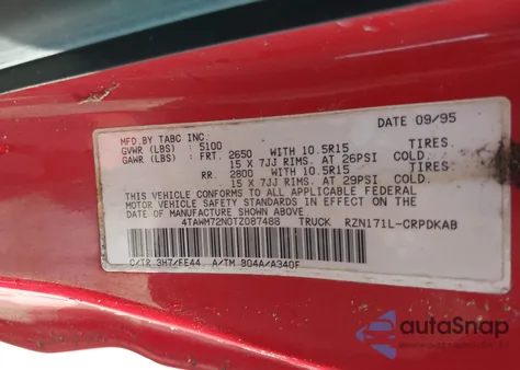 1996 Toyota Tacoma Xtracab from USA, damaged, VIN 4TAWM72N0TZ087488